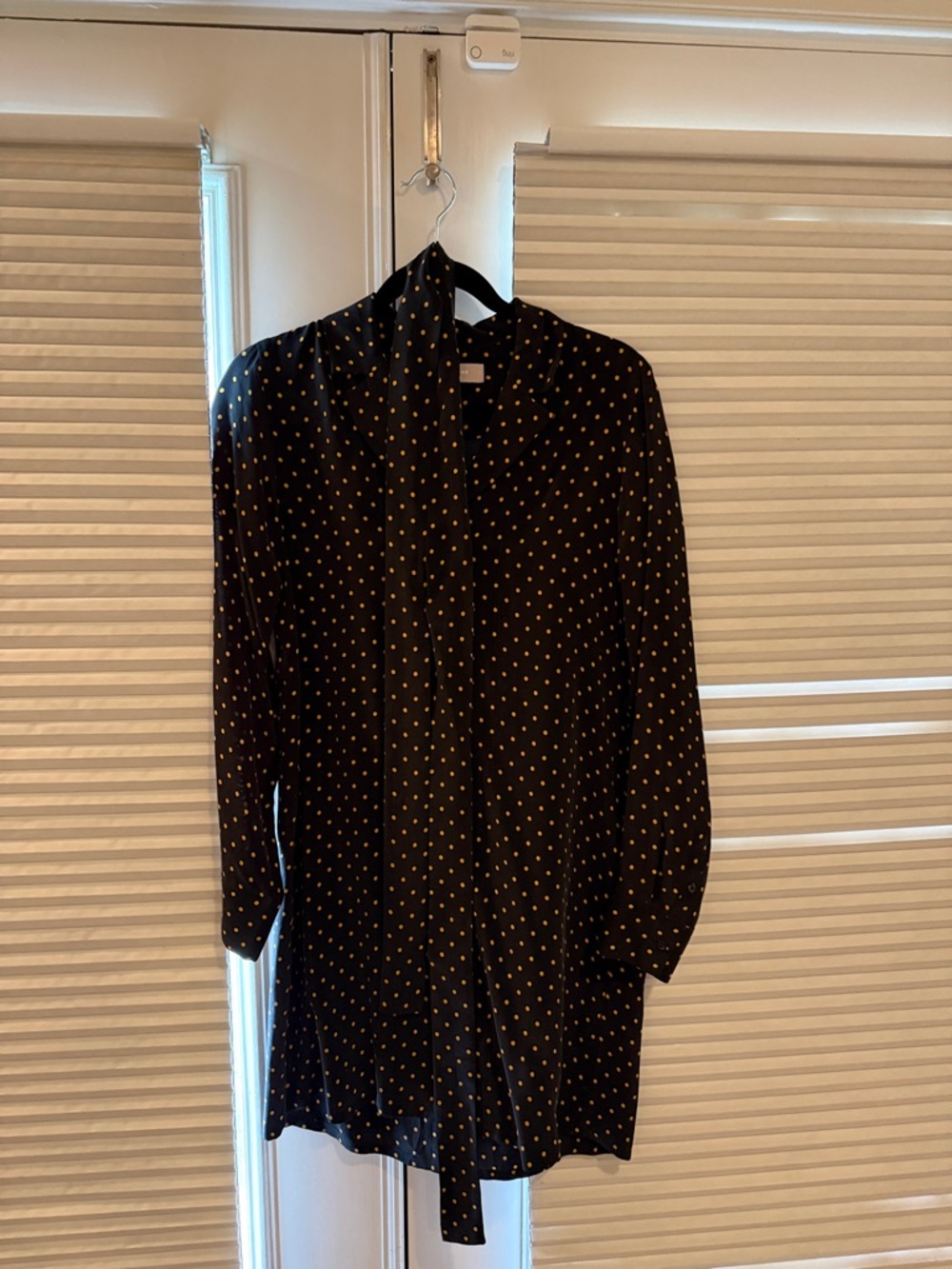 Everlane Black Long Sleeve Polka Dot Shirt Dress